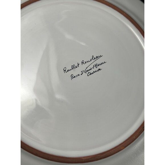 Roullet Renoleau Pink Green Floral Ceramic 10" Plate France French Cottage Decor - Picture 7 of 8